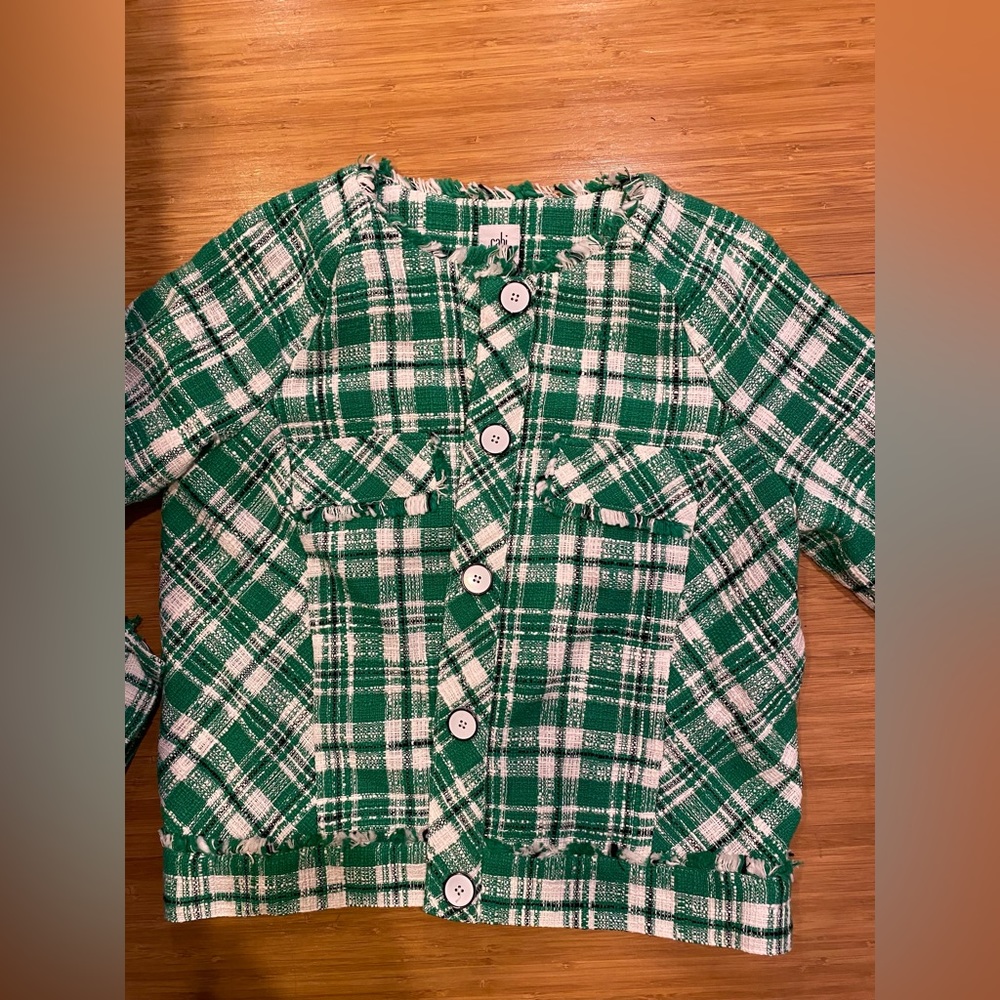 CAbi Green Plaid women’s jacket size M